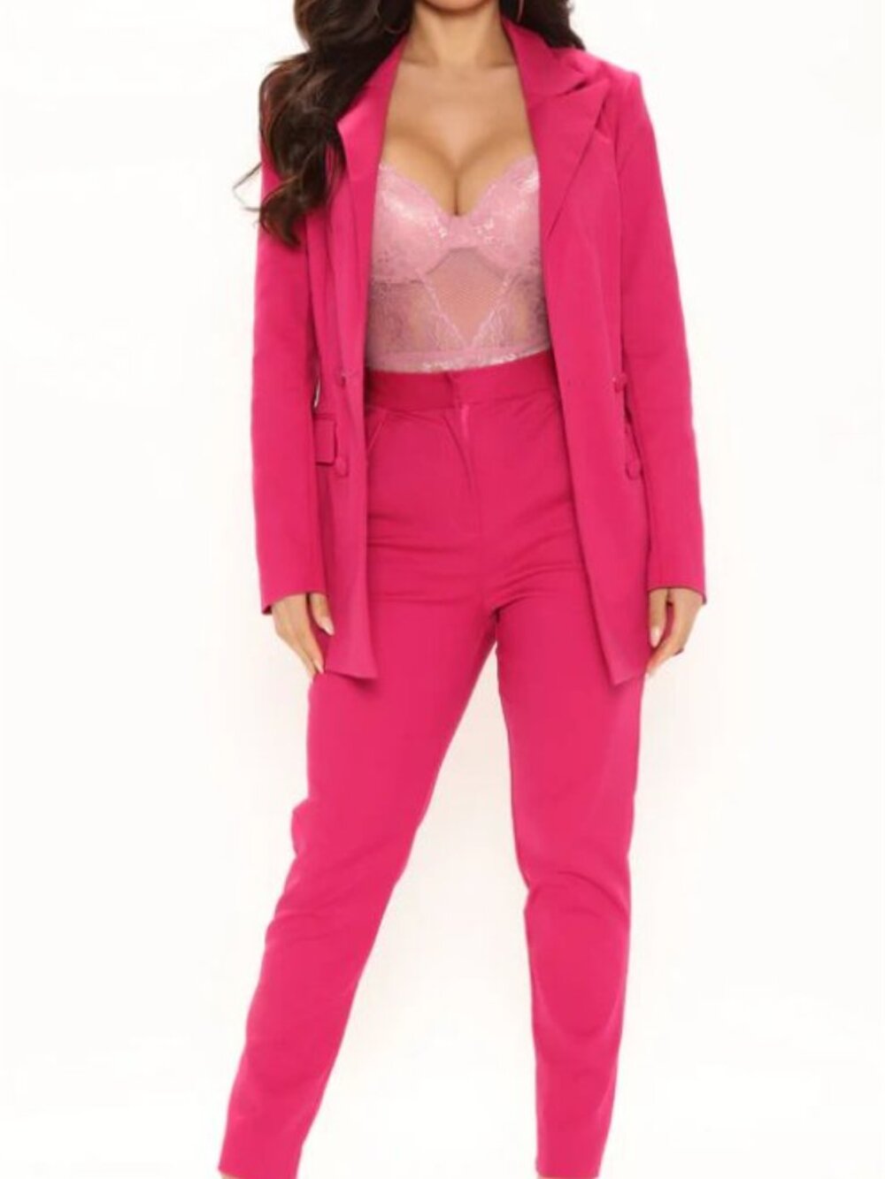 Fashion Nova DARK MAGENTA DOUBLE BREASTED Blazer & Pants Suit NEW WITH TAG L - Picture 6 of 17